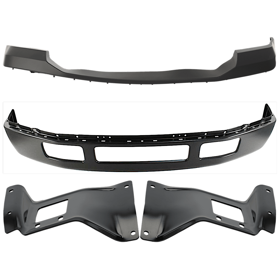 kit-071824-c446_1.png Replacement 4-Piece Kit, Front Bumper, For Models Without Fender Flare Holes, Painted Black, Includes (1) Bumper, (2) Bumper Bracket, and (1) Bumper Cover - Image 1