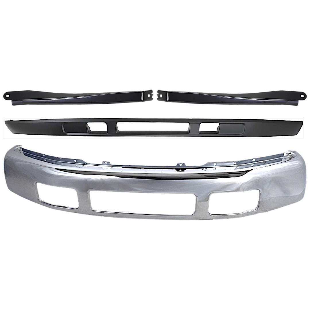 kit-071824-c471_1.png Replacement 4-Piece Kit Front Bumper, Chrome, Includes (1) Bumper, (2) Bumper Bracket, and (1) Valance - Image 1