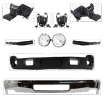 Replacement 10-Piece Kit Front Bumper, Chrome, Includes (1) Bumper, (6) Bumper Bracket, (2) Fog Light, and (1) Valance