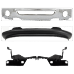 Replacement 4-Piece Kit Front Bumper, Chrome, Includes (1) Bumper, (2) Bumper Bracket, and (1) Valance