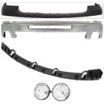 Replacement 5-Piece Kit Front Bumper, Chrome, Includes (1) Bumper, (1) Bumper Bracket, (1) Bumper Cover, and (2) Fog Light