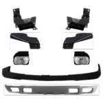 Replacement 8-Piece Kit, Front, Upper Textured Bumper Cover, For Models with Tow Hook, includes (4) Bumper Bracket, (1) Bumper Cover, (2) Fog Light, and (1) Valance