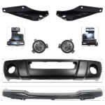 Replacement 8-Piece Kit, Front Bumper, Painted Black, Includes (1) Bumper, (4) Bumper Bracket, (2) Fog Light, and (1) Valance