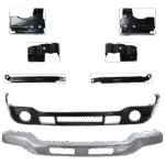 Replacement 8-Piece Kit, Front Bumper, Chrome, Includes (1) Bumper, (6) Bumper Bracket, and (1) Bumper Cover