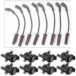 JC Whitney 16-Piece Kit Spark Plug Wire, Kit, includes (8) Ignition Coil and (1) Spark Plug Wire, Includes (8) Ignition Coil and (1) Spark Plug Wire