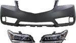 Replacement 3-Piece Kit Driver and Passenger Side LED Headlight, With bulb(s), OE Replacement, Includes (2) Headlight and (1) Bumper Cover