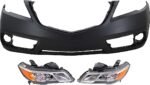 Replacement 3-Piece Kit Driver and Passenger Side HID/Xenon Headlight, Without bulb(s), OE Replacement, Includes (2) Headlight and (1) Bumper Cover