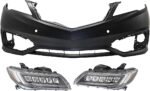 Replacement 3-Piece Kit Driver and Passenger Side LED Headlight, With bulb(s), OE Replacement, Includes (2) Headlight and (1) Bumper Cover
