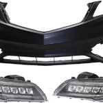 Replacement 3-Piece Kit Driver and Passenger Side LED Headlight, With bulb(s), OE Replacement, Includes (2) Headlight and (1) Bumper Cover