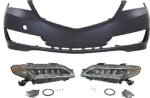 Replacement 3-Piece Kit Driver and Passenger Side LED Headlight, With bulb(s), OE Replacement, Includes (2) Headlight and (1) Bumper Cover