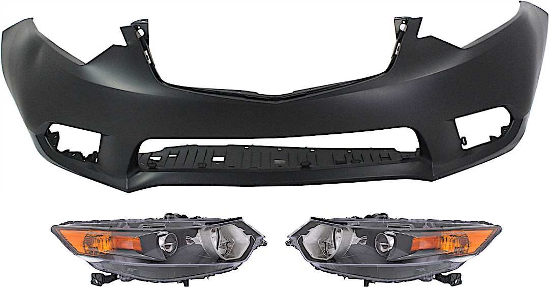 kit-071918-22_1.jpg Replacement 3-Piece Kit Driver and Passenger Side HID/Xenon Headlight, Without bulb(s), OE Replacement, Includes (2) Headlight and (1) Bumper Cover - Image 1