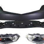 Replacement 3-Piece Kit Driver and Passenger Side HID/Xenon Headlight, Without bulb(s), Sedan, OE Replacement, CAPA Certified, Includes (2) Headlight and (1) Bumper Cover