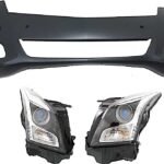 Replacement 3-Piece Kit, Driver and Passenger Side Halogen Headlight, With bulb(s), OE Replacement, Includes (2) Headlight and (1) Bumper Cover