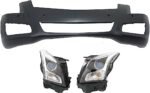 Replacement 3-Piece Kit, Driver and Passenger Side Halogen Headlight, With bulb(s), OE Replacement, Includes (2) Headlight and (1) Bumper Cover