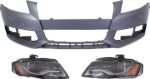 Replacement 3-Piece Kit Driver and Passenger Side HID/Xenon Headlight, Without bulb(s), OE Replacement, Includes (2) Headlight and (1) Bumper Cover
