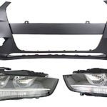 Replacement 3-Piece Kit Driver and Passenger Side Halogen Headlight, With bulb(s), OE Replacement, Includes (2) Headlight and (1) Bumper Cover