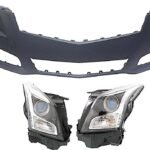 Replacement 3-Piece Kit, Driver and Passenger Side Halogen Headlight, With bulb(s), OE Replacement, Includes (2) Headlight and (1) Bumper Cover