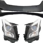 Replacement 3-Piece Kit, Front Primed Bumper Cover, Includes (1) Bumper Cover and (2) Headlight