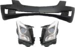 Replacement 3-Piece Kit, Front Primed Bumper Cover, Includes (1) Bumper Cover and (2) Headlight