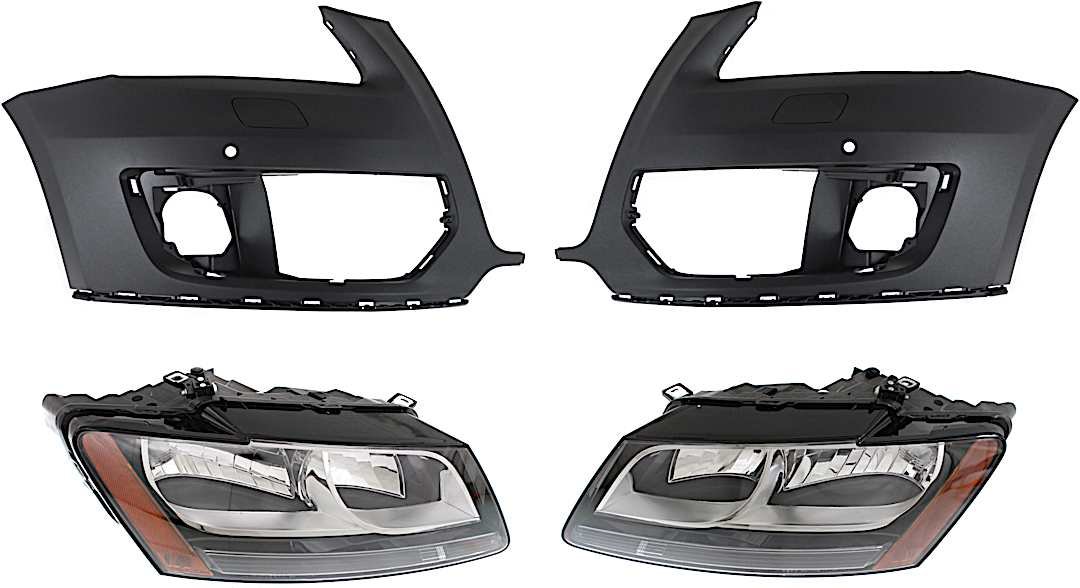 kit-071918-52_1.jpg Replacement 4-Piece Kit Driver and Passenger Side Halogen Headlight, With bulb(s), OE Replacement, Includes (2) Headlight and (2) Bumper Cover - Image 1