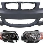 Replacement 3-Piece Kit, Front Primed Bumper Cover, Includes (1) Bumper Cover and (2) Headlight