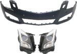 Replacement 3-Piece Kit, Driver and Passenger Side Halogen Headlight, With bulb(s), OE Replacement, Includes (2) Headlight and (1) Bumper Cover