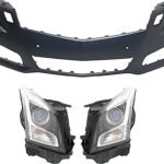 Replacement 3-Piece Kit, Driver and Passenger Side Halogen Headlight, With bulb(s), OE Replacement, Includes (2) Headlight and (1) Bumper Cover