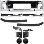 Replacement 11-Piece Kit, Front Bumper, Chrome, Includes (1) Bumper, (4) Bumper Bracket, (2) Bumper End, (2) Bumper Trim, and (2) Fog Light Cover
