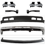 Replacement 7-Piece Kit, Front Bumper, Chrome, Includes (1) Bumper, (2) Bumper Bracket, (1) Bumper Trim, (2) Fog Light, and (1) Valance