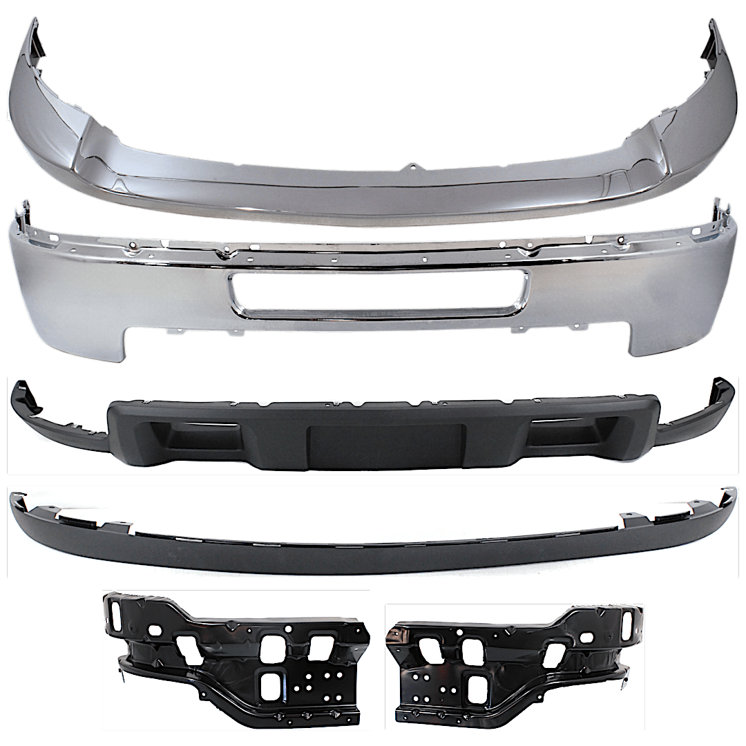 kit-072324-c204_1.png Replacement 6-Piece Kit, Front Bumper, Chrome, Includes (1) Bumper, (2) Bumper Bracket, (1) Bumper Trim, and (2) Valance - Image 1