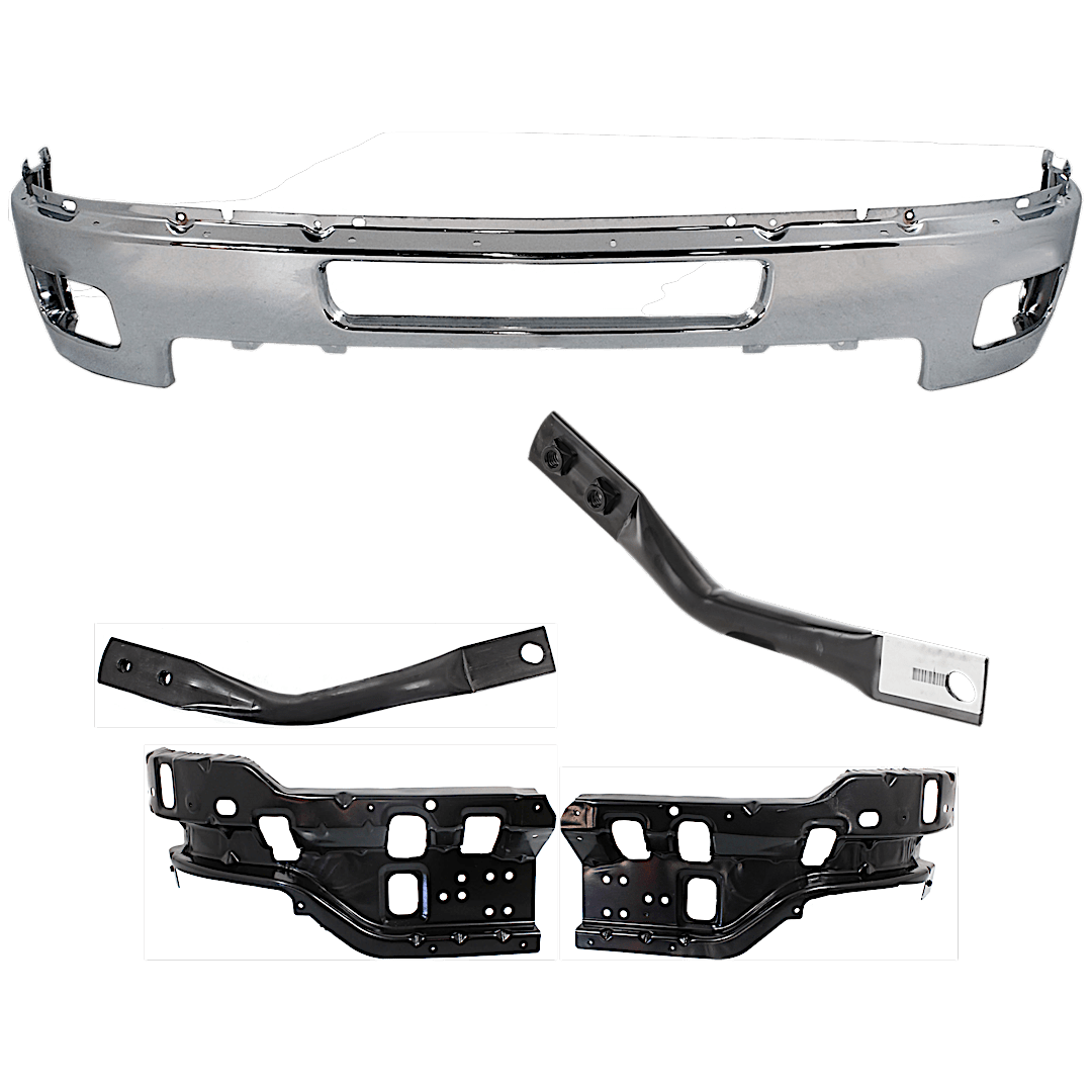 kit-072324-c293_1.png Replacement 5-Piece Kit, Front Bumper, Chrome, Includes (1) Bumper and (4) Bumper Bracket - Image 1