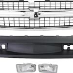 Replacement 6-Piece Kit Grille Chrome Shell with Textured Black Insert, Includes (2) Bumper End, (2) Fog Light, (1) Grille Assembly, and (1) Valance