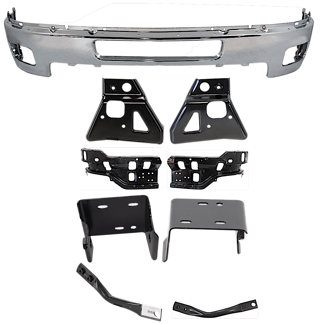 kit-072324-c30_1.png Replacement 9-Piece Kit, Front Bumper, Chrome, Includes (1) Bumper and (8) Bumper Bracket - Image 1