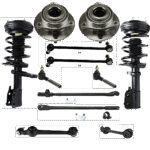 TrueDrive 12-Piece Kit Fully Loaded Strut with Control Arm, Sway Bar Link, Tie Rod End, and Wheel Hub