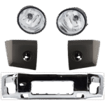 Replacement 5-Piece Kit, Front Bumper, Chrome, Includes (1) Bumper, (2) Bumper End, and (2) Fog Light