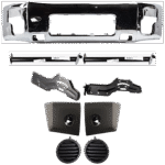Replacement 9-Piece Kit, Front Bumper, Chrome, Includes (1) Bumper, (4) Bumper Bracket, (2) Bumper End, and (2) Fog Light Cover
