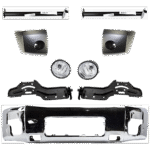 Replacement 9-Piece Kit, Front Bumper, Chrome, Includes (1) Bumper, (4) Bumper Bracket, (2) Bumper End, and (2) Fog Light