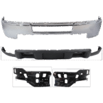 Replacement 4-Piece Kit, Front Bumper, Chrome, Includes (1) Bumper, (2) Bumper Bracket, and (1) Valance