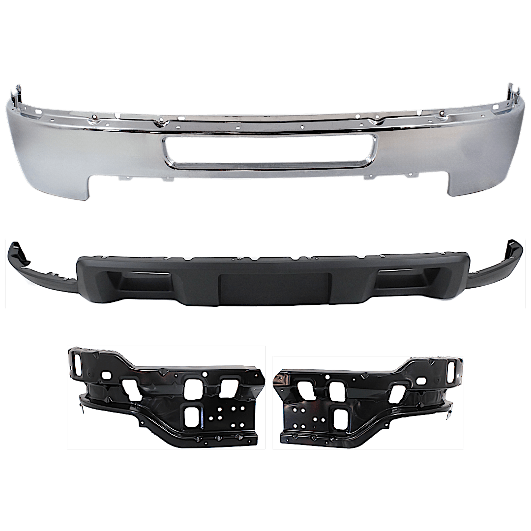 kit-072324-c444_1.png Replacement 4-Piece Kit, Front Bumper, Chrome, Includes (1) Bumper, (2) Bumper Bracket, and (1) Valance - Image 1