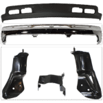 Replacement 5-Piece Kit, Front Bumper, Chrome, Includes (1) Bumper, (3) Bumper Bracket, and (1) Valance