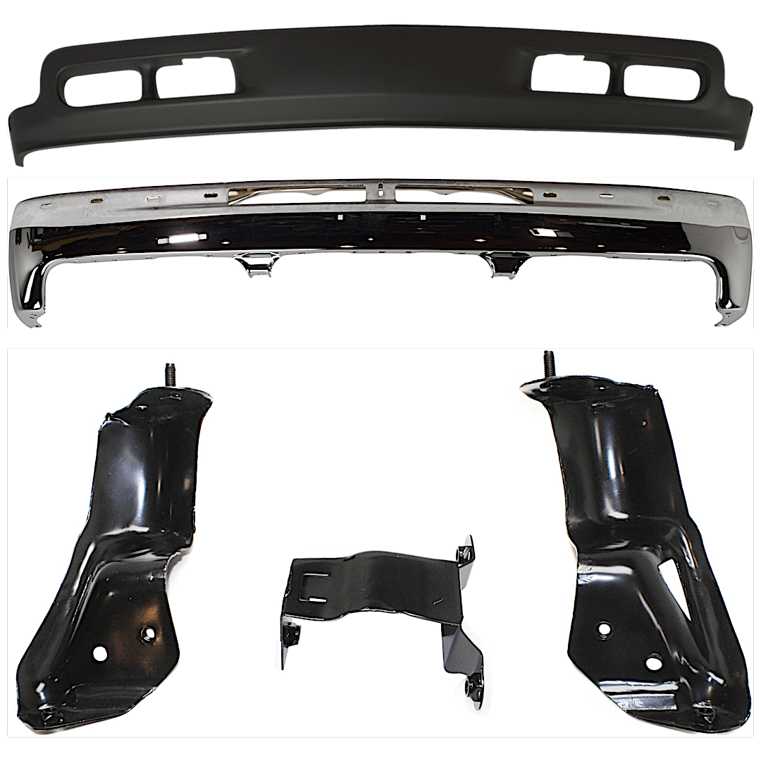 kit-072324-c621_1.png Replacement 5-Piece Kit, Front Bumper, Chrome, Includes (1) Bumper, (3) Bumper Bracket, and (1) Valance - Image 1