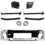 Replacement 9-Piece Kit, Front Bumper, Chrome, Includes (1) Bumper, (2) Bumper Bracket, (2) Bumper End, (2) Bumper Trim, and (2) Fog Light