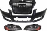 Replacement 4-Piece Kit, Driver and Passenger Side Halogen Headlight, With bulb(s), OE Replacement, Includes (1) Bumper Cover, (1) Grille Assembly and (2) Headlight