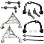 TrueDrive 10-Piece Kit Front, Driver and Passenger Side, Inner and Outer, Upper and Lower Suspension Kit, Includes (4) Control Arm, (2) Sway Bar Link, and (4) Tie Rod End