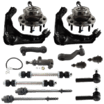 TrueDrive 15-Piece Kit, Front Suspension Kit, Includes Ball Joint, Control Arm, Idler Arm, Idler Arm Bracket, Pitman Arm, Sway Bar Link, Tie Rod End, And Wheel Hub