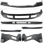Replacement 7-Piece Kit, Bumper, For Models Without Fender Flare Holes, Painted Black, Includes (1) Bumper, (4) Bumper Bracket, (1) Bumper Cover, and (1) Valance