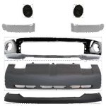 Replacement 7-Piece Kit, Bumper, Chrome, Includes (1) Bumper, (1) Bumper Cover, (2) Fog Light Cover, (2) Headlight Filler, and (1) Valance