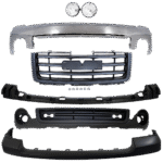 Replacement 7-Piece Kit, Bumper, Chrome, Includes (1) Bumper, (1) Bumper Bracket, (1) Bumper Cover, (2) Fog Light, (1) Grille Assembly, and (1) Valance