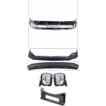 Replacement 9-Piece Kit, Front, Lower Bumper, For Models With Two Piece Bumper Type, Chrome, Includes (1) Bumper, (1) Bumper Cover, (4) Bumper Trim, (2) Fog Light, and (1) Valance