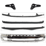 Replacement 6-Piece Kit, Front, Lower Bumper, Chrome, Includes (1) Bumper, (2) Bumper Bracket, (1) Bumper Cover, (1) Bumper Trim, and (1) Valance